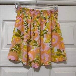 Raya Sun Floral A-Line Skirt - Pink, Yellow, Green
